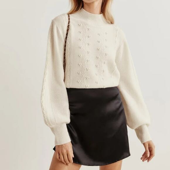 Reformation Sinclair Regenerative Wool Sweater Arctic Ivory‎ Size Small - Picture 1 of 10
